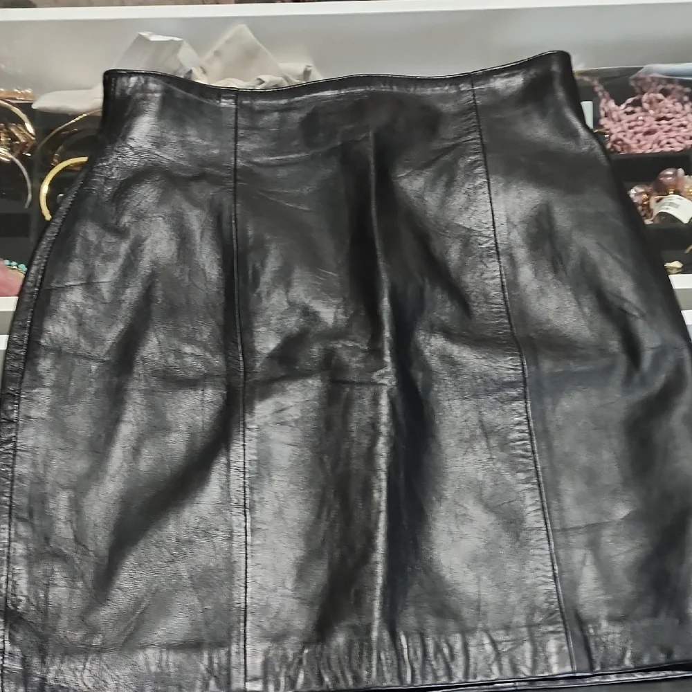 Vintage Wilson Black A-Line Leather Skirt
